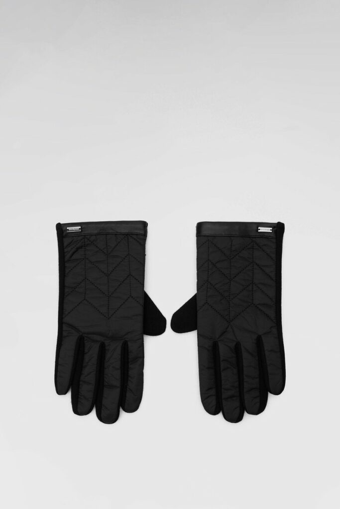 czarne pikowane rękawiczki damskie