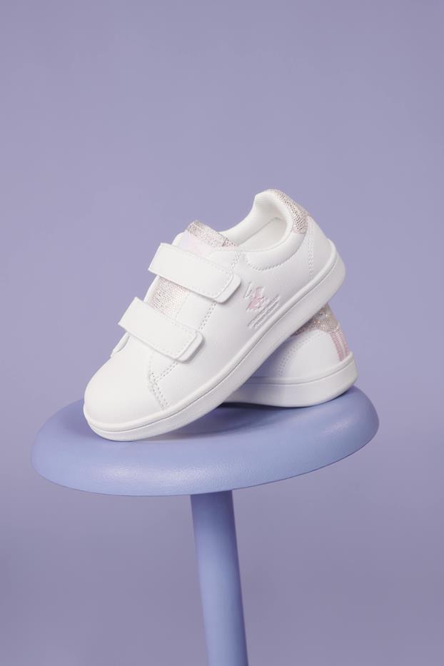 białe sneakersy na rzepy dla dziewczynki