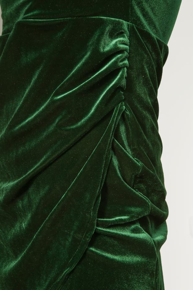 zielona sukienka z drapowaniem