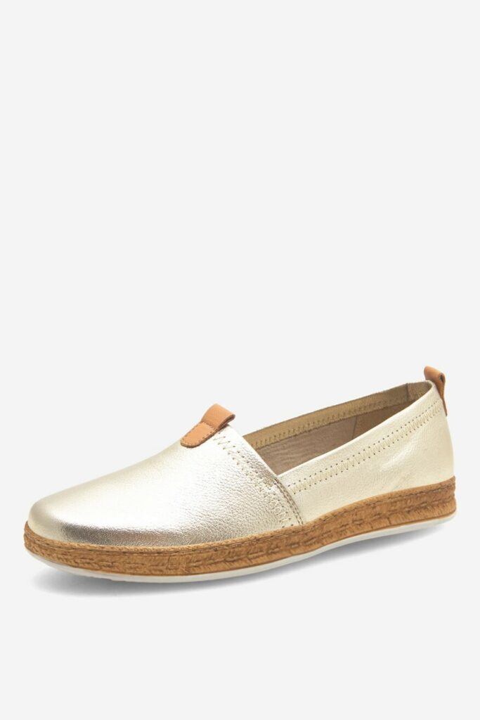 złote skórzane espadryle damskie