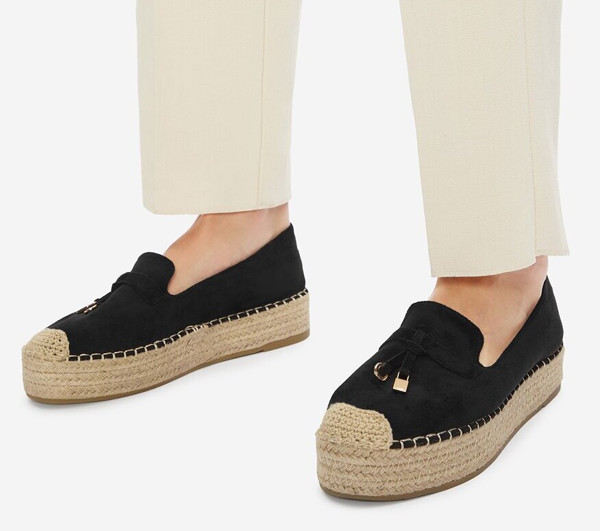 espadryle damskie czarne na platformie