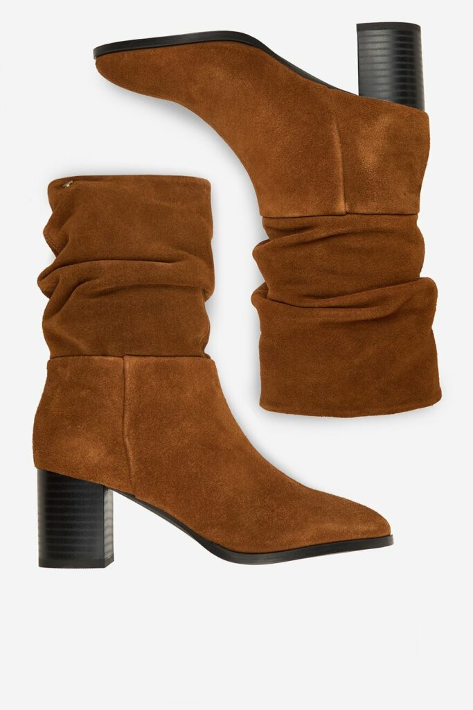 brązowe zamszowe botki na wiosnę