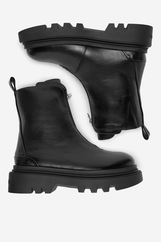 czarne botki ze skóry syntetyczne